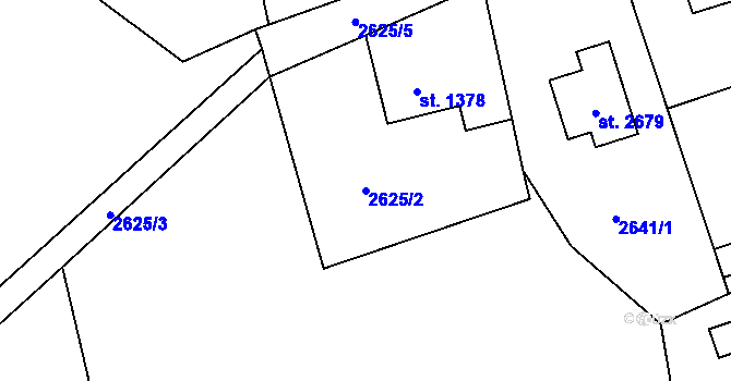 Parcela st. 2625/2 v KÚ Rožnov pod Radhoštěm, Katastrální mapa