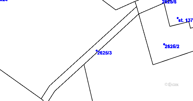 Parcela st. 2625/3 v KÚ Rožnov pod Radhoštěm, Katastrální mapa