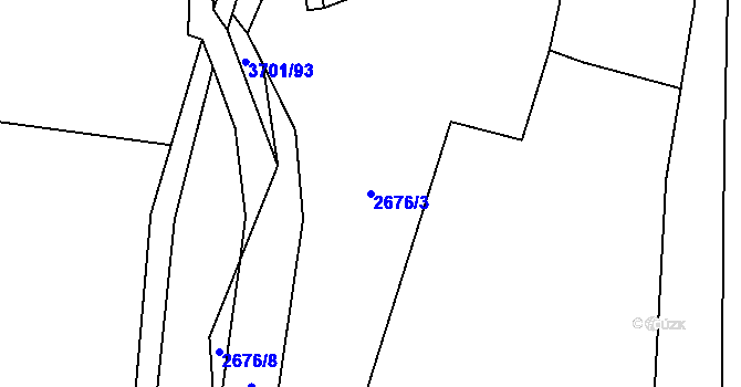 Parcela st. 2676/3 v KÚ Rožnov pod Radhoštěm, Katastrální mapa