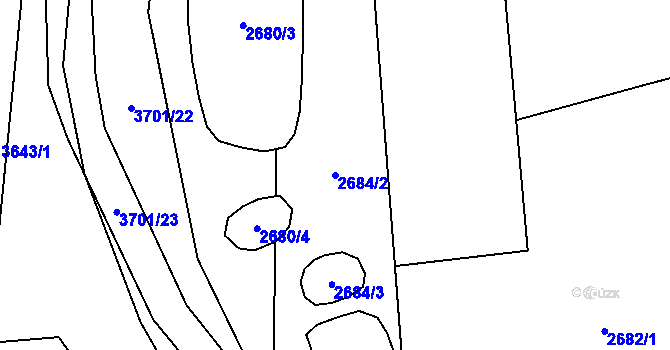Parcela st. 2684/2 v KÚ Rožnov pod Radhoštěm, Katastrální mapa