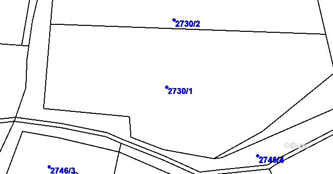 Parcela st. 2730/1 v KÚ Rožnov pod Radhoštěm, Katastrální mapa
