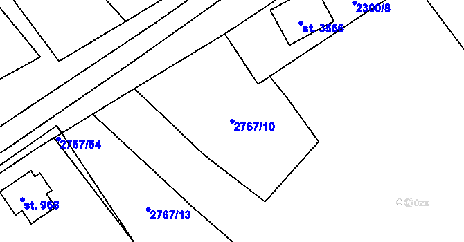 Parcela st. 2767/10 v KÚ Rožnov pod Radhoštěm, Katastrální mapa