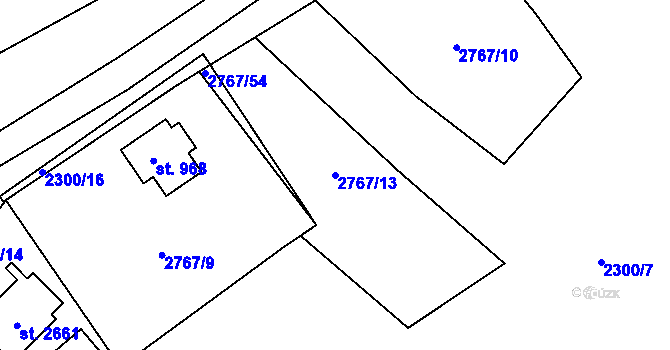 Parcela st. 2767/13 v KÚ Rožnov pod Radhoštěm, Katastrální mapa