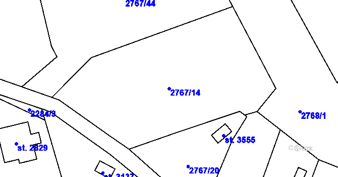 Parcela st. 2767/14 v KÚ Rožnov pod Radhoštěm, Katastrální mapa