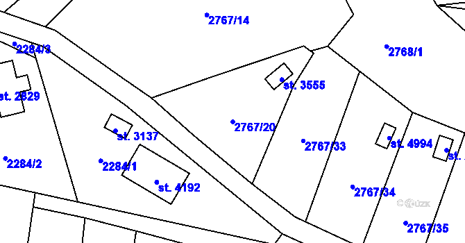 Parcela st. 2767/20 v KÚ Rožnov pod Radhoštěm, Katastrální mapa