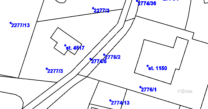Parcela st. 2776/2 v KÚ Rožnov pod Radhoštěm, Katastrální mapa