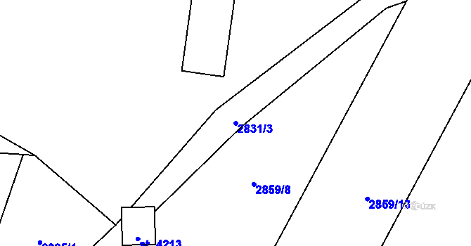 Parcela st. 2831/3 v KÚ Rožnov pod Radhoštěm, Katastrální mapa