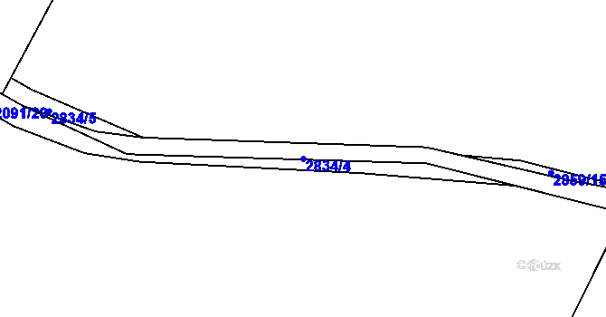 Parcela st. 2834/4 v KÚ Rožnov pod Radhoštěm, Katastrální mapa