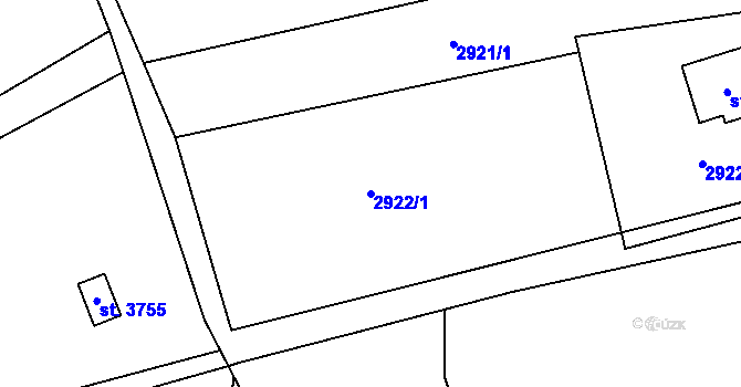 Parcela st. 2922/1 v KÚ Rožnov pod Radhoštěm, Katastrální mapa