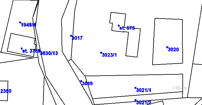 Parcela st. 3023/1 v KÚ Rožnov pod Radhoštěm, Katastrální mapa