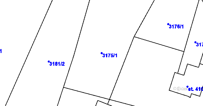 Parcela st. 3175/1 v KÚ Rožnov pod Radhoštěm, Katastrální mapa