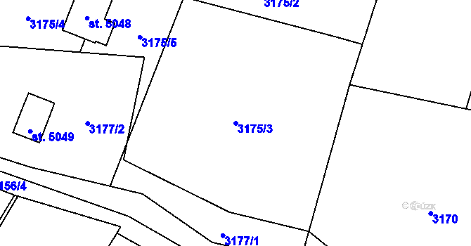 Parcela st. 3175/3 v KÚ Rožnov pod Radhoštěm, Katastrální mapa