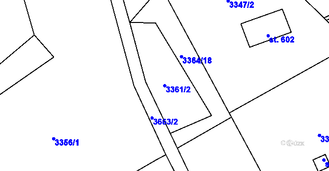 Parcela st. 3361/2 v KÚ Rožnov pod Radhoštěm, Katastrální mapa