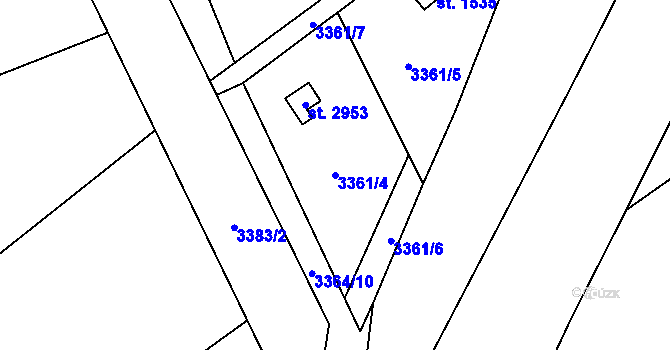 Parcela st. 3361/4 v KÚ Rožnov pod Radhoštěm, Katastrální mapa