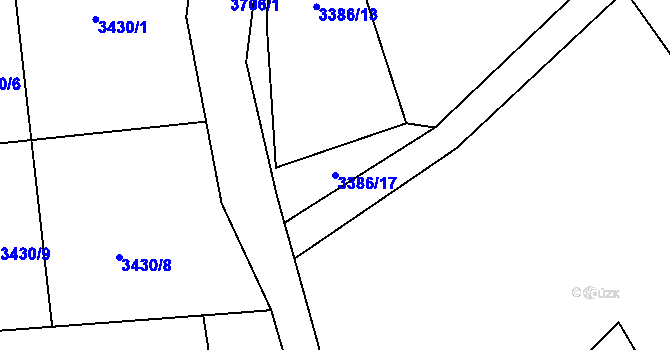Parcela st. 3386/17 v KÚ Rožnov pod Radhoštěm, Katastrální mapa