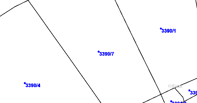 Parcela st. 3390/7 v KÚ Rožnov pod Radhoštěm, Katastrální mapa