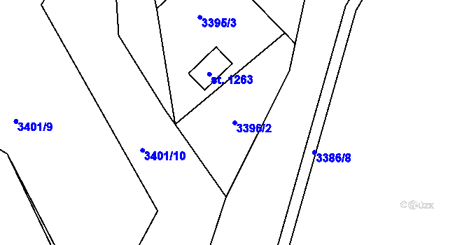 Parcela st. 3396/2 v KÚ Rožnov pod Radhoštěm, Katastrální mapa