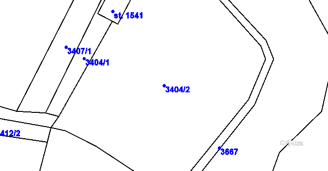 Parcela st. 3404/2 v KÚ Rožnov pod Radhoštěm, Katastrální mapa
