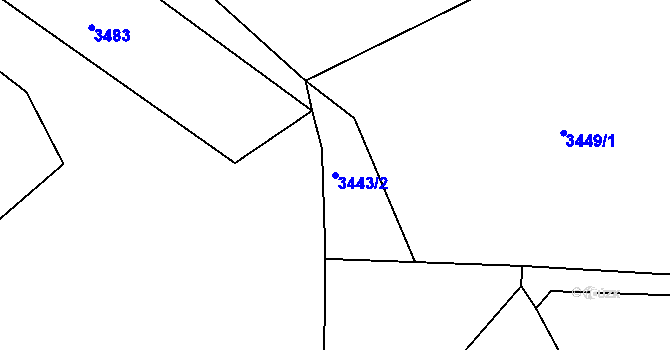 Parcela st. 3443/2 v KÚ Rožnov pod Radhoštěm, Katastrální mapa