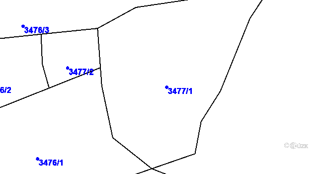 Parcela st. 3477/1 v KÚ Rožnov pod Radhoštěm, Katastrální mapa