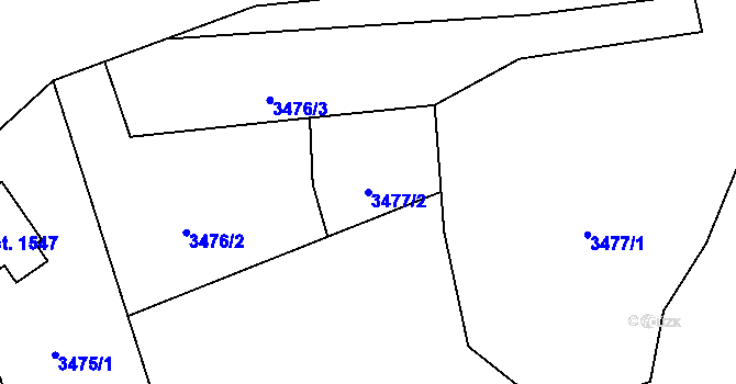 Parcela st. 3477/2 v KÚ Rožnov pod Radhoštěm, Katastrální mapa