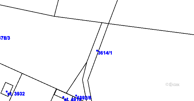Parcela st. 3614/1 v KÚ Rožnov pod Radhoštěm, Katastrální mapa