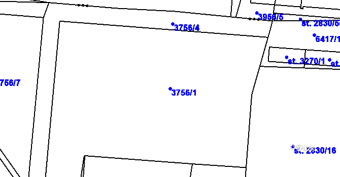 Parcela st. 3756/1 v KÚ Rožnov pod Radhoštěm, Katastrální mapa