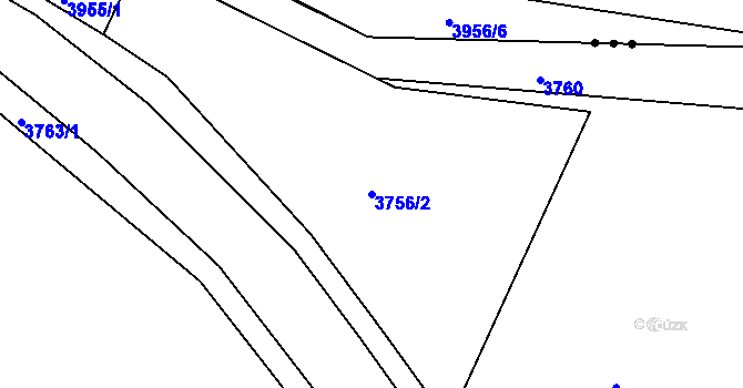Parcela st. 3756/2 v KÚ Rožnov pod Radhoštěm, Katastrální mapa
