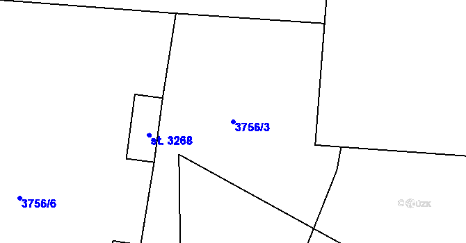 Parcela st. 3756/3 v KÚ Rožnov pod Radhoštěm, Katastrální mapa