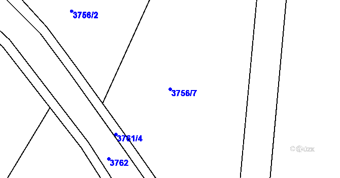 Parcela st. 3756/7 v KÚ Rožnov pod Radhoštěm, Katastrální mapa