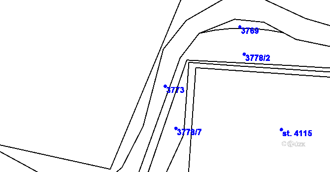 Parcela st. 3773 v KÚ Rožnov pod Radhoštěm, Katastrální mapa