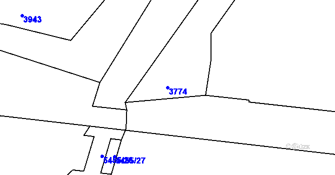 Parcela st. 3774 v KÚ Rožnov pod Radhoštěm, Katastrální mapa