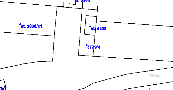 Parcela st. 3779/4 v KÚ Rožnov pod Radhoštěm, Katastrální mapa