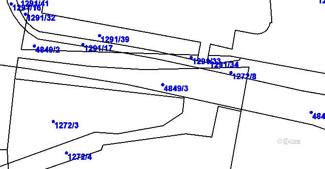 Parcela st. 4849/3 v KÚ Rožnov pod Radhoštěm, Katastrální mapa