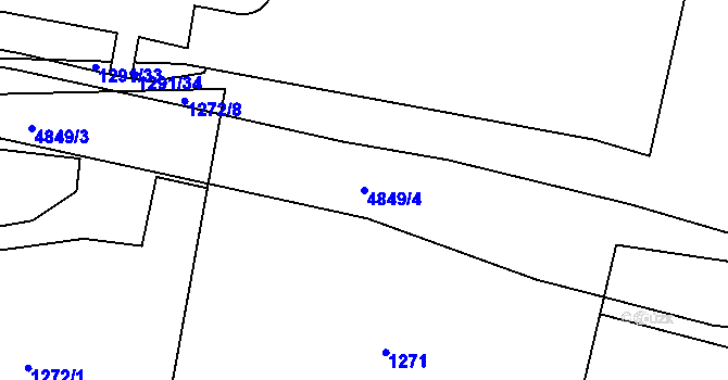 Parcela st. 4849/4 v KÚ Rožnov pod Radhoštěm, Katastrální mapa