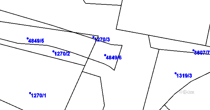 Parcela st. 4849/6 v KÚ Rožnov pod Radhoštěm, Katastrální mapa