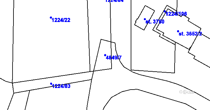Parcela st. 4849/7 v KÚ Rožnov pod Radhoštěm, Katastrální mapa