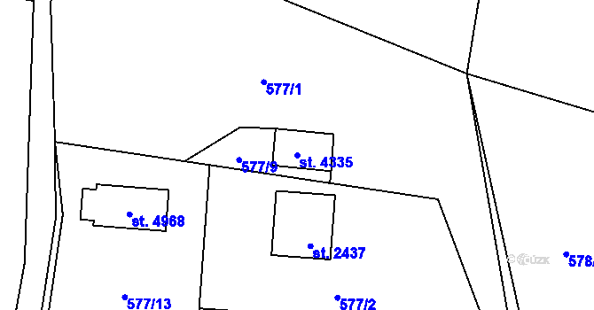 Parcela st. 4335 v KÚ Rožnov pod Radhoštěm, Katastrální mapa