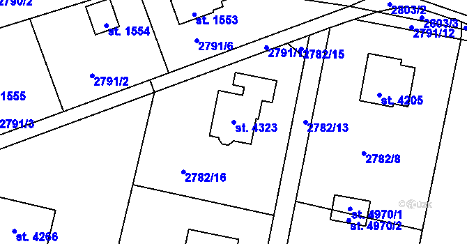 Parcela st. 4323 v KÚ Rožnov pod Radhoštěm, Katastrální mapa