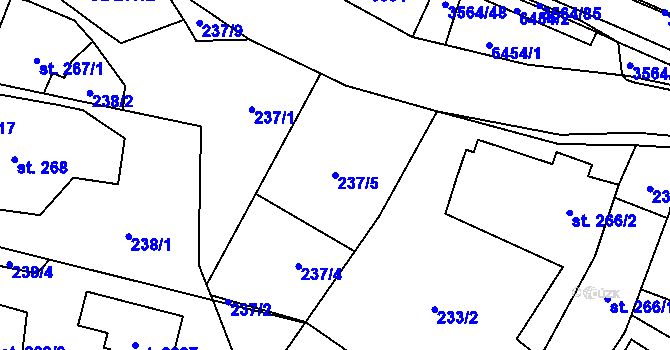 Parcela st. 237/5 v KÚ Rožnov pod Radhoštěm, Katastrální mapa