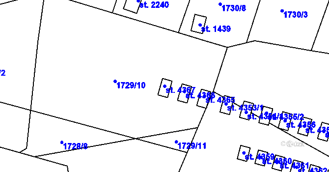 Parcela st. 4367 v KÚ Rožnov pod Radhoštěm, Katastrální mapa