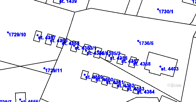 Parcela st. 4355/2 v KÚ Rožnov pod Radhoštěm, Katastrální mapa