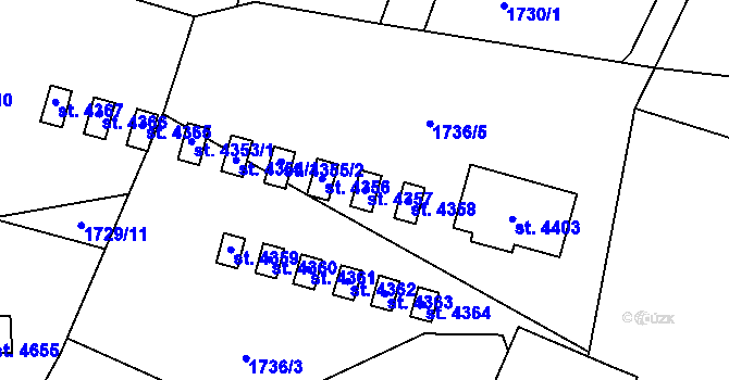 Parcela st. 4357 v KÚ Rožnov pod Radhoštěm, Katastrální mapa