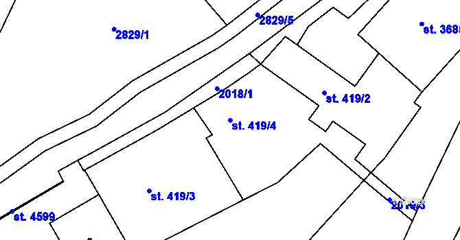 Parcela st. 419/4 v KÚ Rožnov pod Radhoštěm, Katastrální mapa