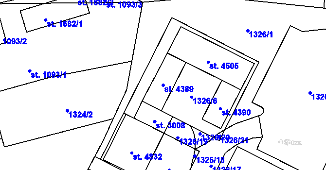 Parcela st. 4389 v KÚ Rožnov pod Radhoštěm, Katastrální mapa
