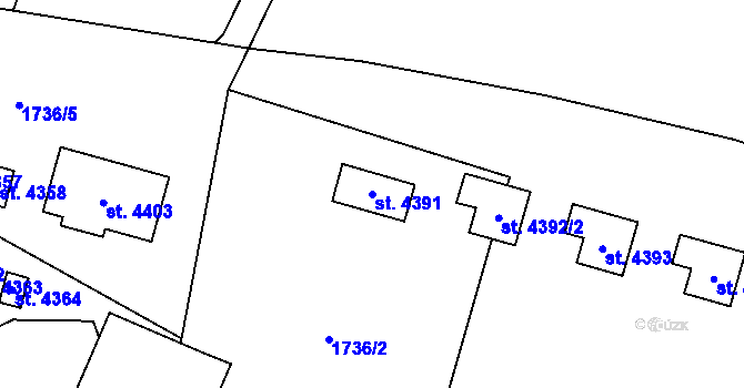Parcela st. 4391 v KÚ Rožnov pod Radhoštěm, Katastrální mapa