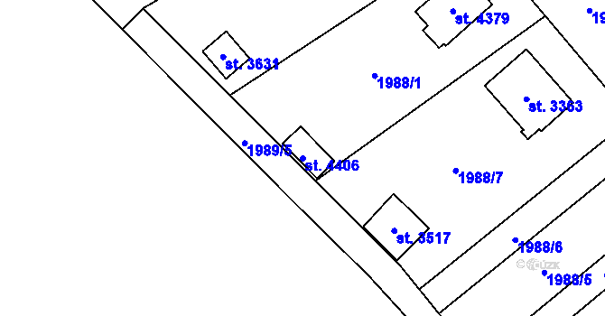 Parcela st. 4406 v KÚ Rožnov pod Radhoštěm, Katastrální mapa