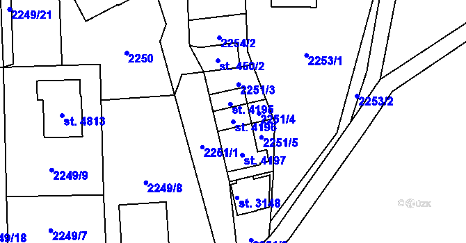 Parcela st. 4196 v KÚ Rožnov pod Radhoštěm, Katastrální mapa