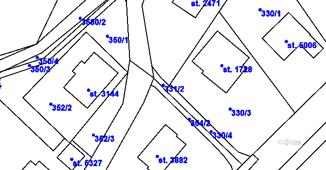 Parcela st. 331/2 v KÚ Rožnov pod Radhoštěm, Katastrální mapa