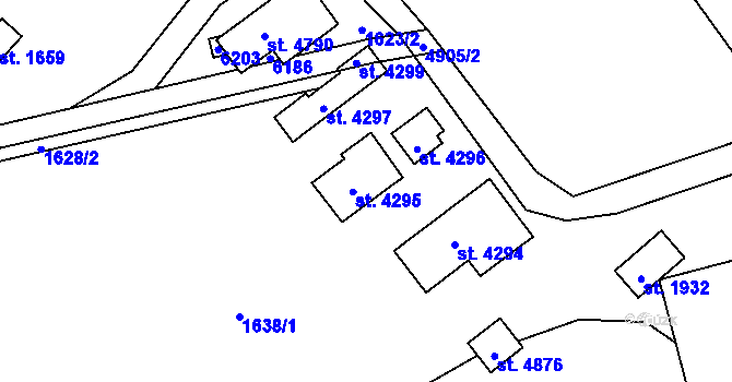 Parcela st. 4295 v KÚ Rožnov pod Radhoštěm, Katastrální mapa